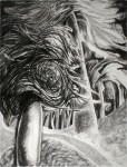 "Moody Moon", Charcoal on paper, 39.5 x 31.5 in., $1,750.00