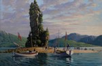Meeting at 'New Eddystone' Rock, oil on board, 24 x 36 in.