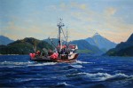 Homeward Bound with Black Cod, Oil on board, 16 x 24in.