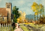 Llewellyn Petley-Jones, "Evening in Walterdale", watercolour, 5.5x7.5in.