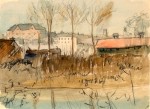 Llewellyn Petley-Jones, "McKay School from Rossdale", watercolour, 6x8in.