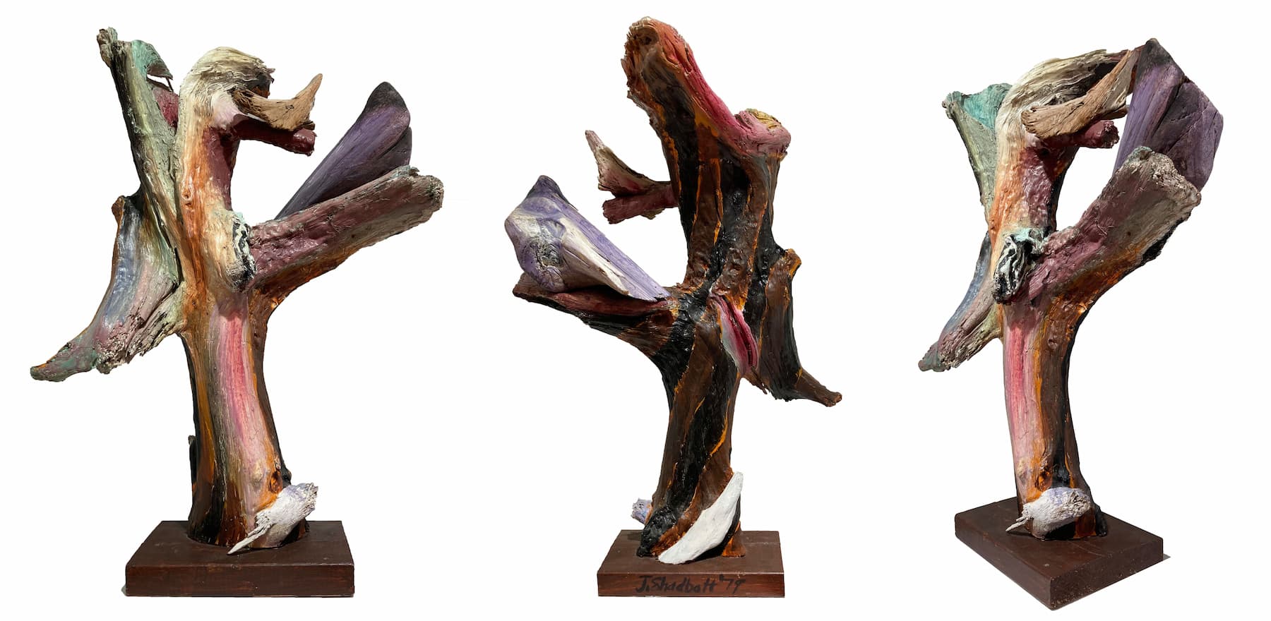 Shadbolt Driftwood sculpture from 1979 rotating